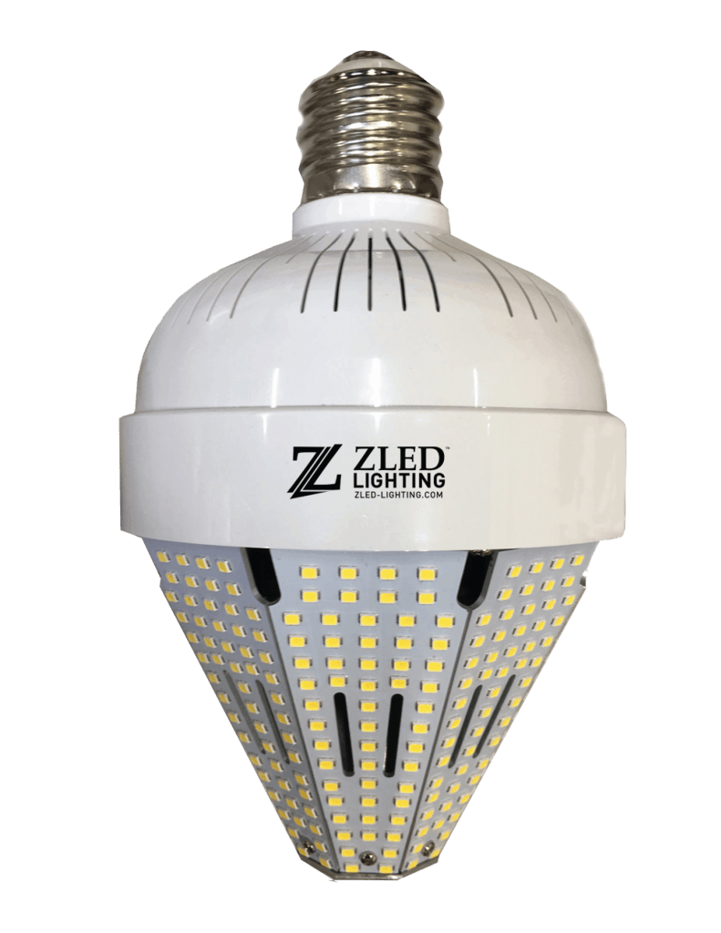 A close up of the front side of an led light bulb