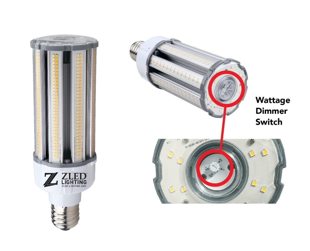A close up of the side and front view of an led bulb