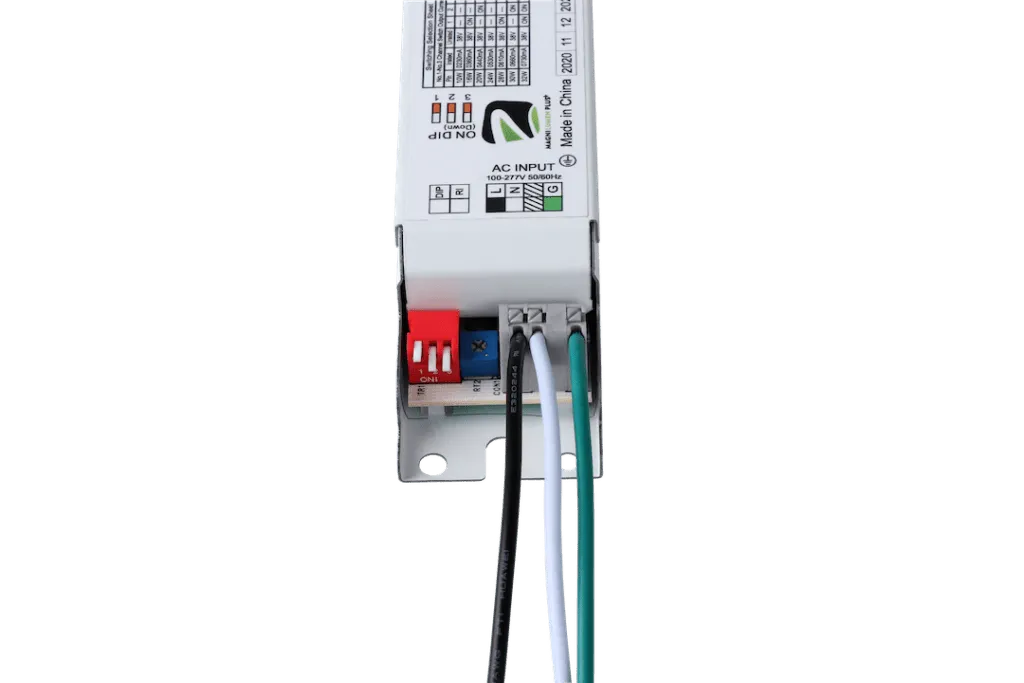 Electrical wiring with black, white, and green wires.
