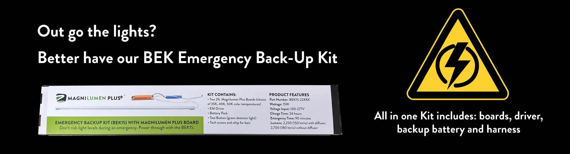 Emergency back up kit with battery and boards.