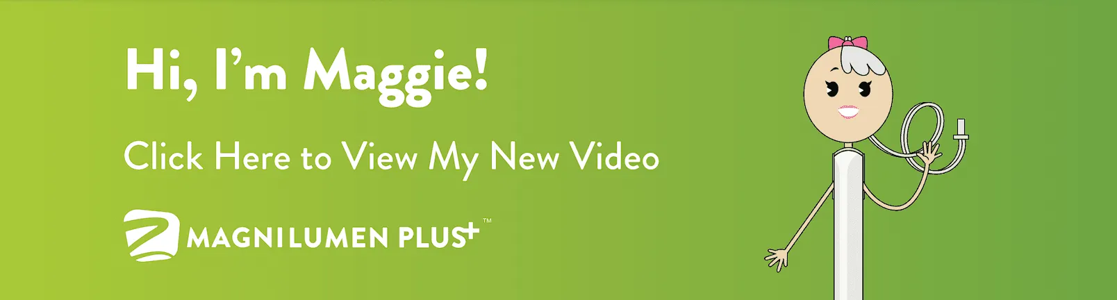 Maggie, cartoon, green background, new video
