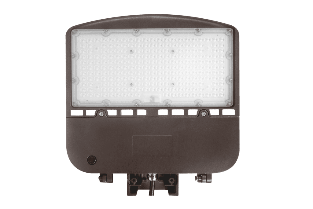 Outdoor LED wall pack light fixture.