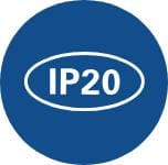 IP20 rating, protection against dust.