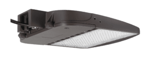 LED outdoor light fixture with diffuser.