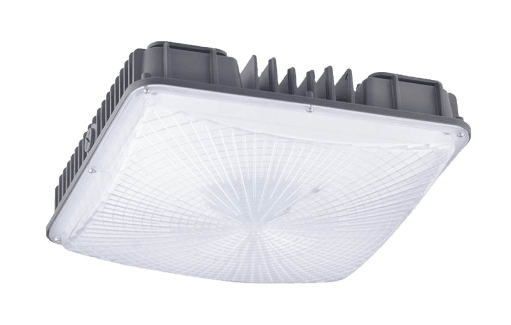 Gray and white LED light fixture.
