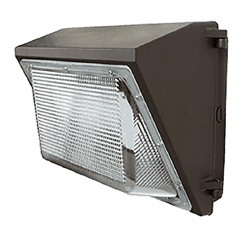 A brown outdoor security light fixture.