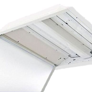White ceiling mounted light fixture.