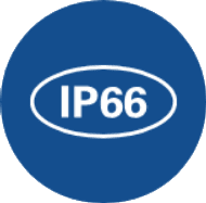 IP66 rating, dust and water resistant.