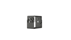 Black metal adjustable mounting bracket.