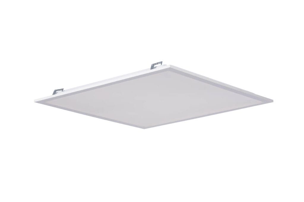 Square LED ceiling light panel.
