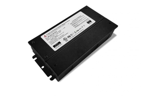 Black rectangular electronic device with labeled top.