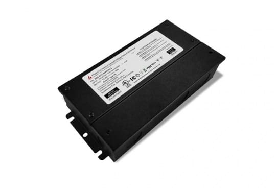 Black rectangular electronic device with labeled top.