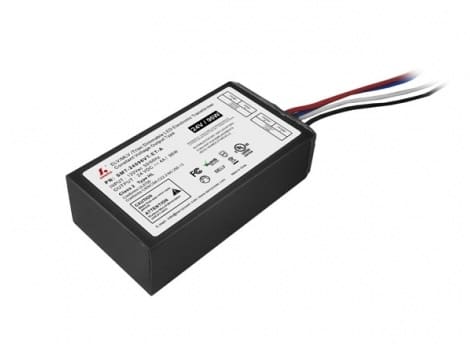 Rectangular electronic device with labeled wires.