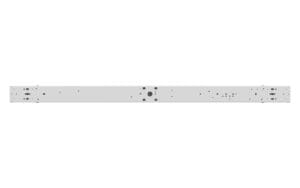 Metal bracket with multiple holes and slots.