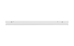 Ceiling-mounted white fluorescent light fixture.