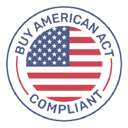 Buy American Act Compliant badge with flag.