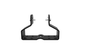 Black metal bracket with mounting holes.
