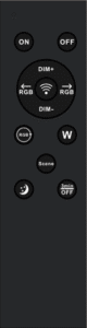 Remote control with various light settings.