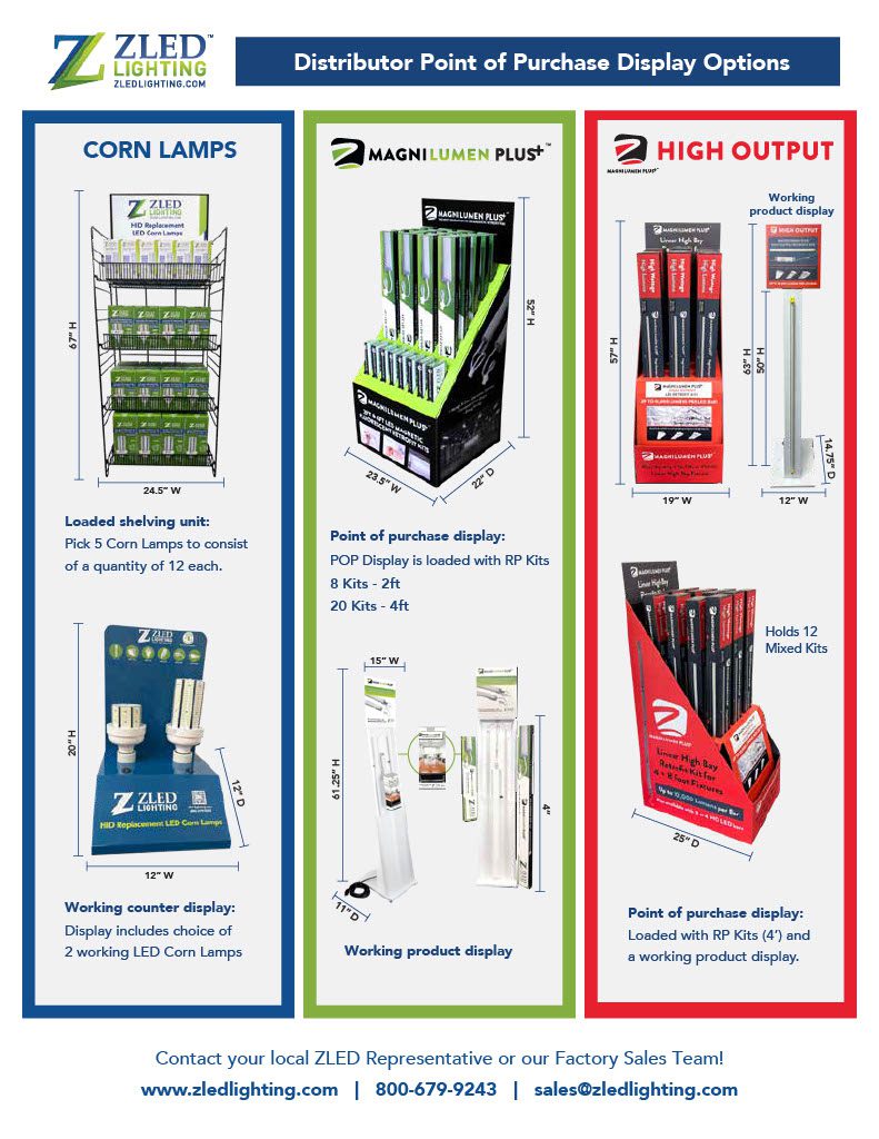 Lighting display options for retail distributors.