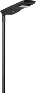 Black streetlight with modern LED fixture.