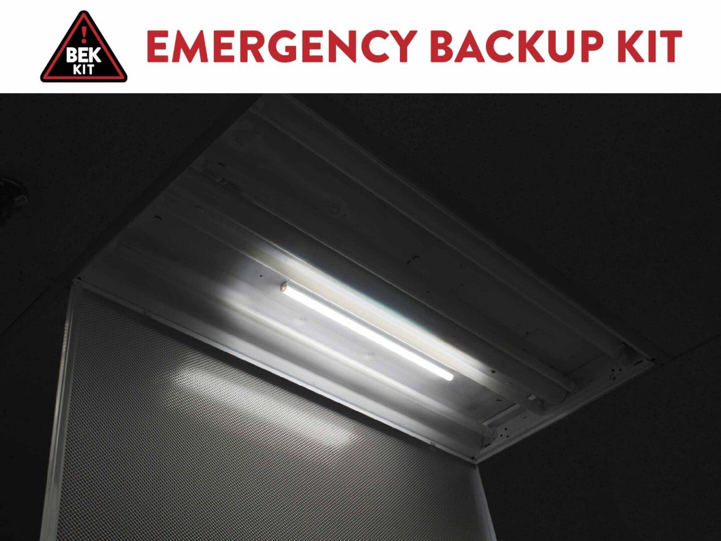 Fluorescent light with emergency backup kit.