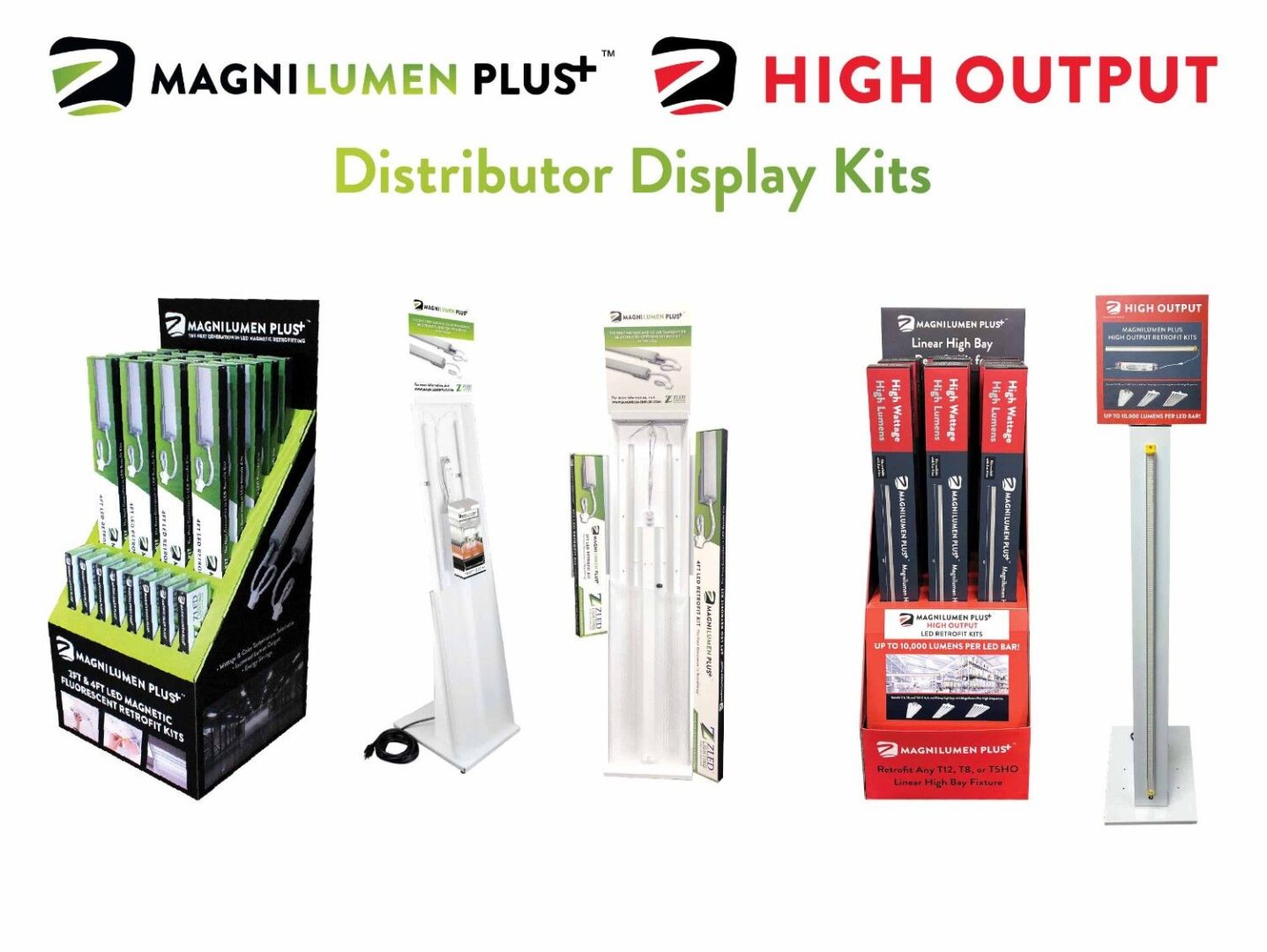Lighting display kits with various packaging.
