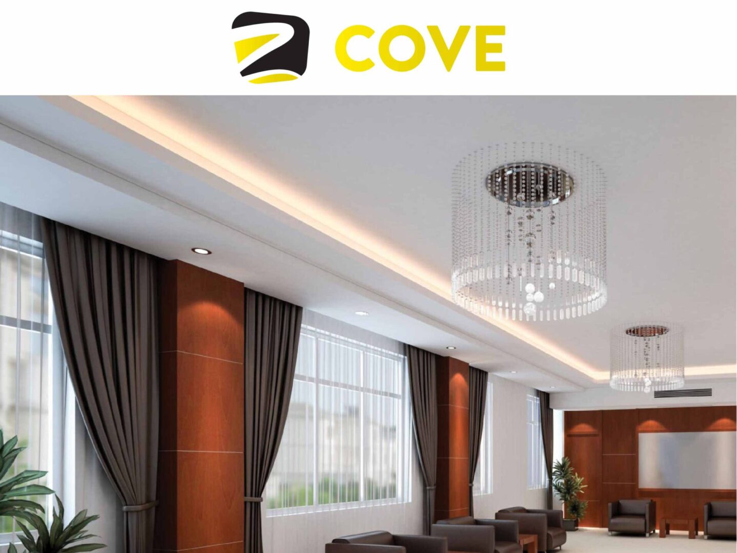 Luxurious modern lounge with elegant lighting.