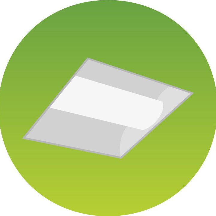 White ceiling light fixture on green background.