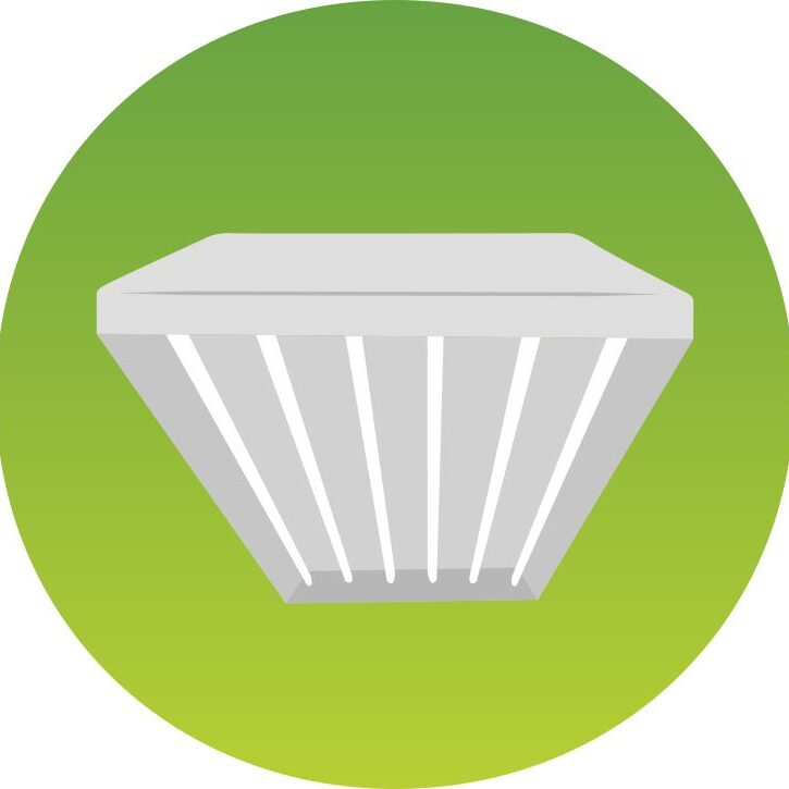 White ceiling light fixture with green background.